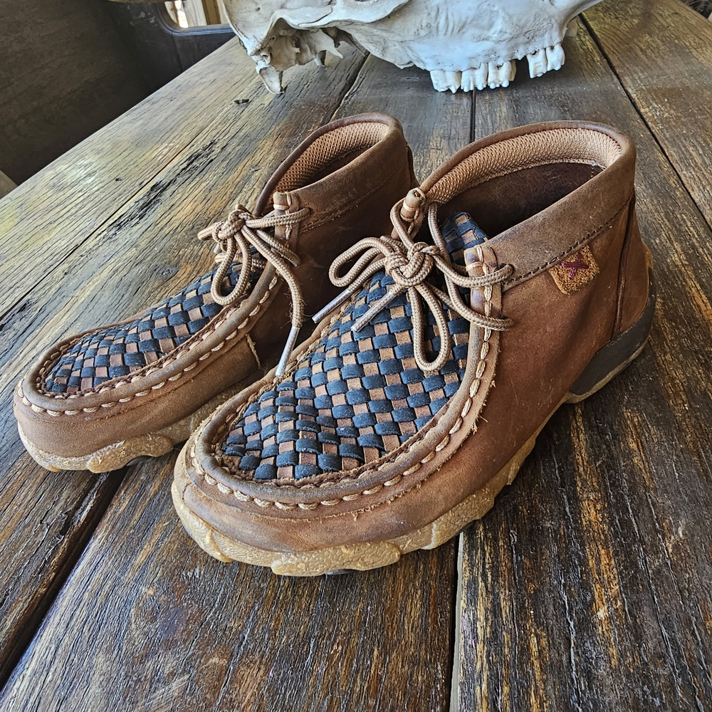 Brown and Black Boy's Woven Leather Shoes